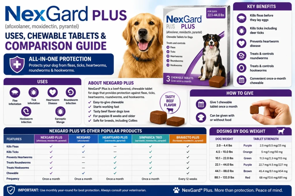 NexGard Plus: Uses, Chewable Tablets & Comparison Guide